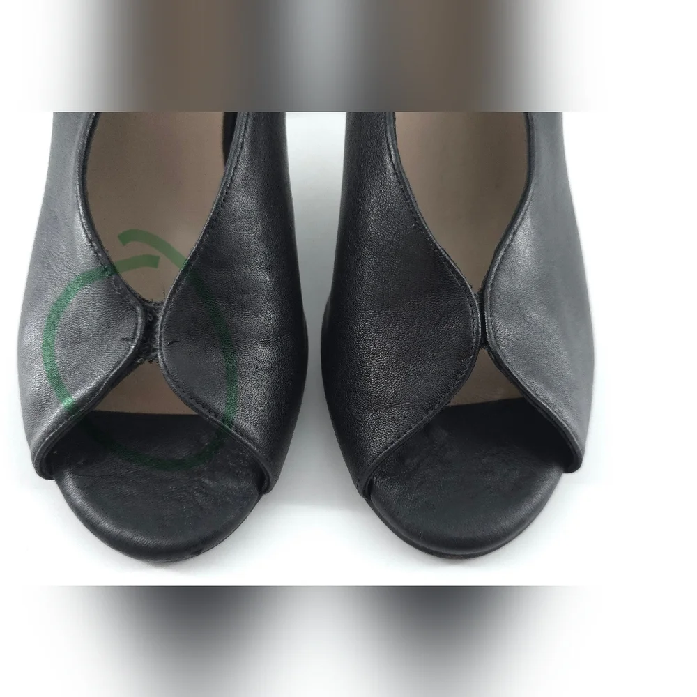 Paul Green Avanti Leather Open Toe Slingback Heels Black UK Size 5.5 US Size 8